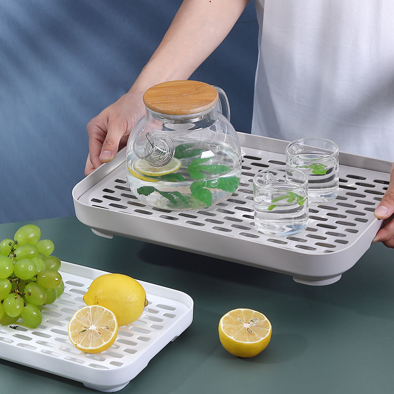 Thickened Portable Tea Tray Cup Storage Rack Feeding Bottle Draining Storage Rack Multifunctional Plastic Tray Tableware Storage