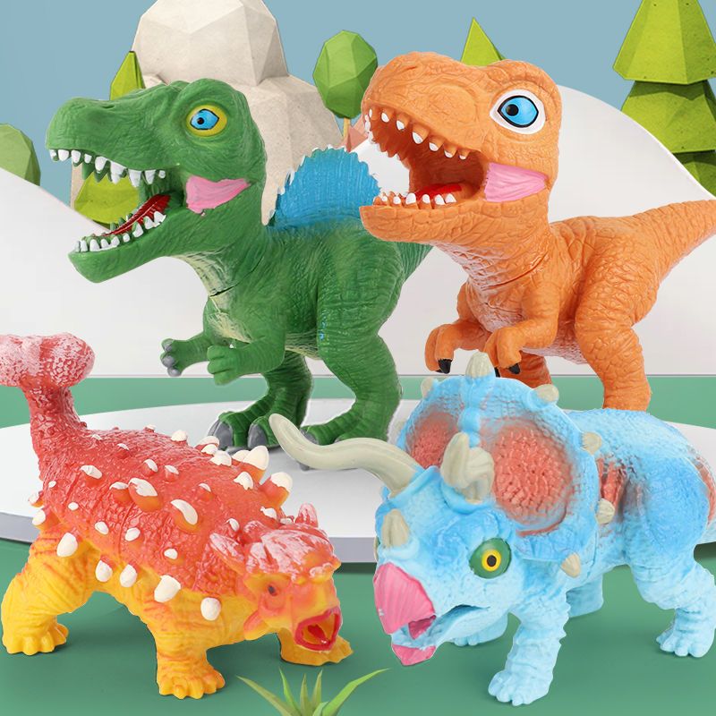 jurassic cartoon dinosaur toy children replica t-rex triceratops model boys 3 to 6 years old wholesale