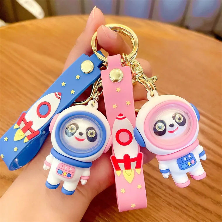 Creative Cartoon Astronaut Panda Keychain Female Cute Exquisite Internet Celebrity One Pair of Lovers Bag Keychain Pendant