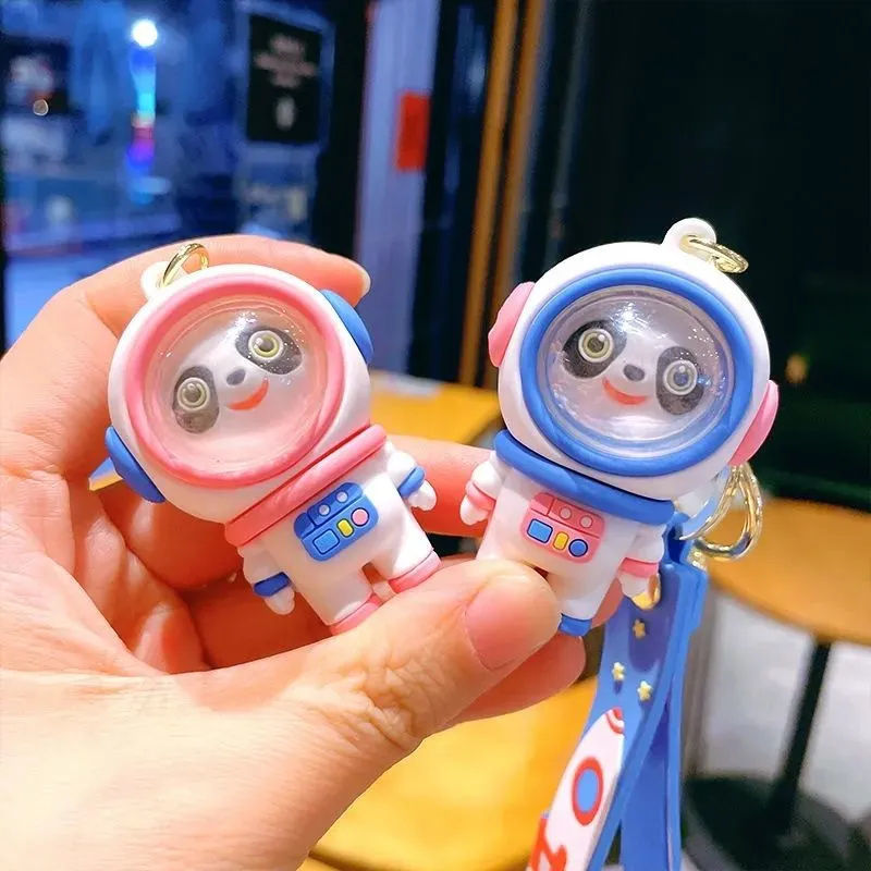 Creative Cartoon Astronaut Panda Keychain Female Cute Exquisite Internet Celebrity One Pair of Lovers Bag Keychain Pendant