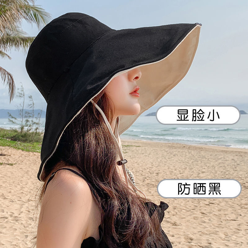 double-sided sun protection hat women‘s summer all-matching fisherman hat uv protection big brim sun hat face slimming face cover sun hat