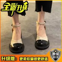 包头凉鞋女2022年春季新款一字带粗跟网红时尚百搭罗马温柔仙女鞋