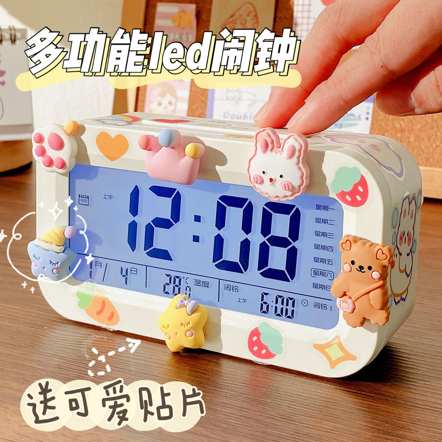 alarm clock student luminous alarm creative simple charging multifunctional silent bedroom bedside snooze children electronic clock