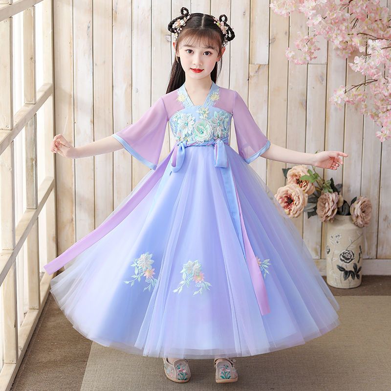 children‘s han chinese costume girls‘ summer chinese style costume dress summer ancient style clothes girls‘ high-end super fairy thin