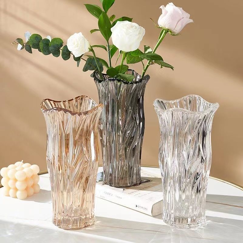 american light luxury glass vase transparent dining table living room and hotel flower arrangement rose lily flowers decorative flowerpot ornaments