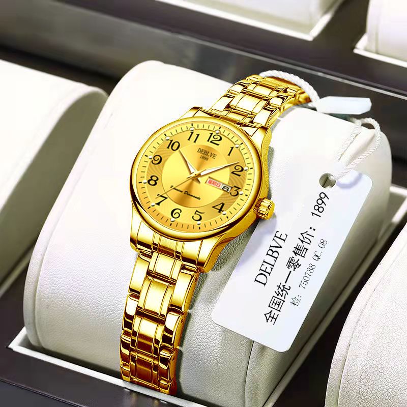 new girls‘ simple watch women‘s casual non-mechanical fashion watch calendar luminous waterproof women‘s watch steel belt