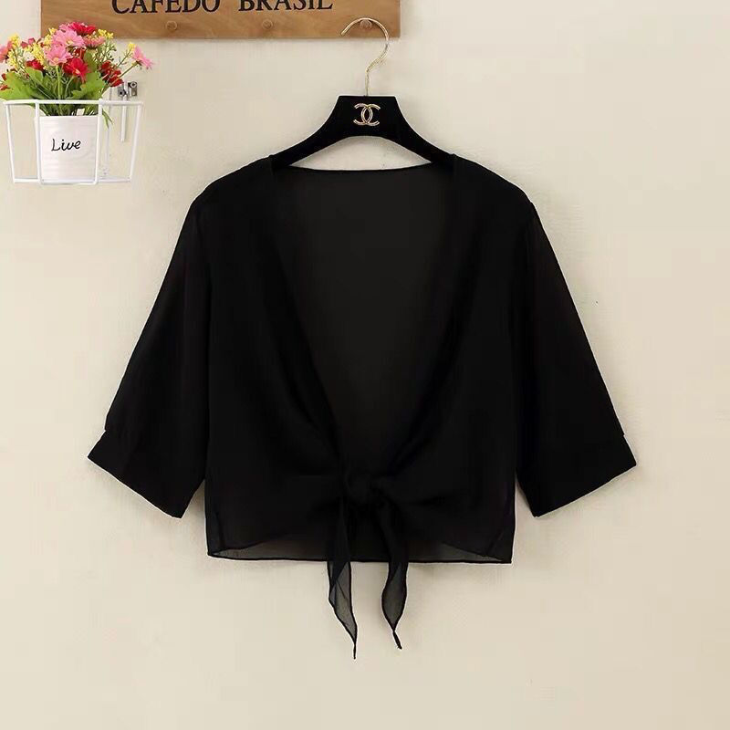 Sling Dress Small Shawl Short Summer Sun Protection Clothing Female All-Matching Outerwear Chiffon Air Conditioning Cardigan Thin Outerwear