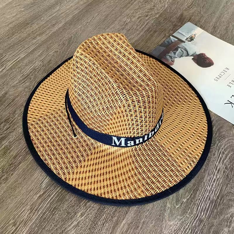 fishing cycling men's cowboy hat vaion summer beach wide brim hat female sun hat men's sun-proof straw hat