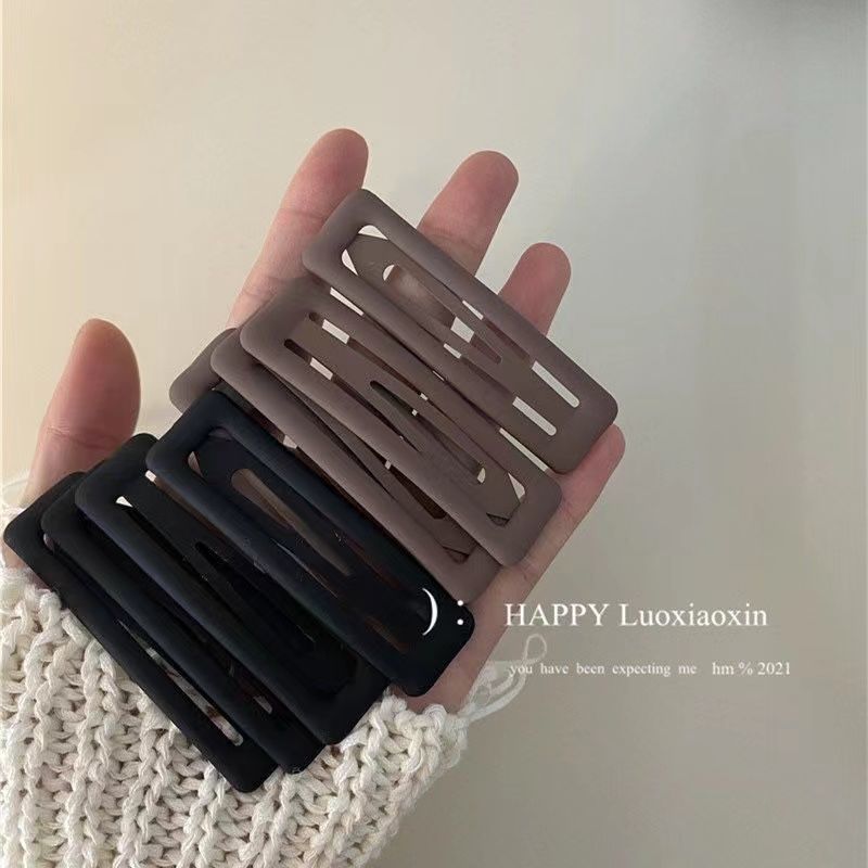 frosted simple daily dark earth color rectangular bangs clip broken hairpin japanese and korean side clip