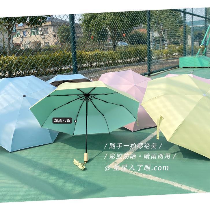 Milk Fu Soft Glutinous ~ Color Plastic Automatic Umbrella Rain and Rain Dual-Use Ins Sun-Proof Uv-Proof Folding Sun Umbrella