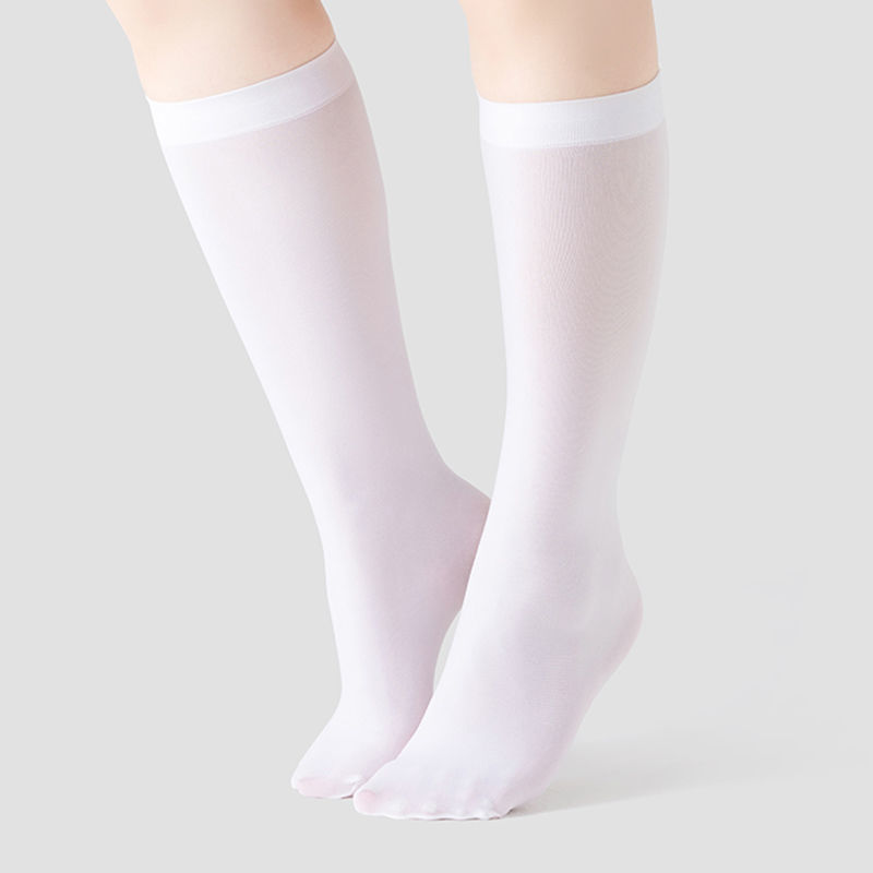 100.00kg Plump Girls Large Elastic Calf Socks Jk Socks White Socks Large Size Tube Socks White Silk Summer Thin Half Stockings