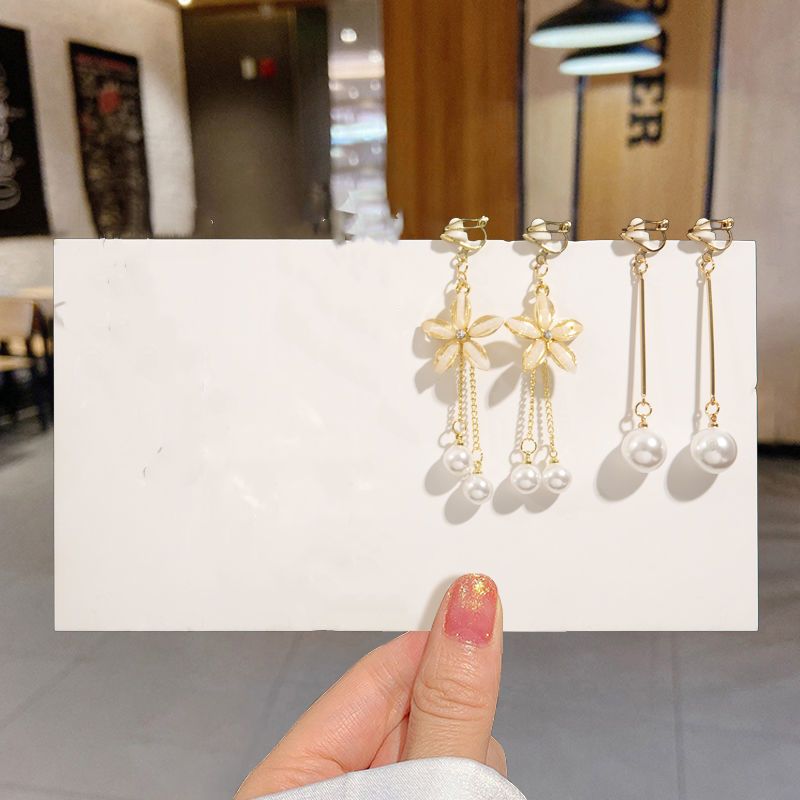 Simple Non-Pierced Women's Ear Clip High-Grade Niche Design Pearl Earrings Jewelry All-Matching Graceful Online Influencer Earrings