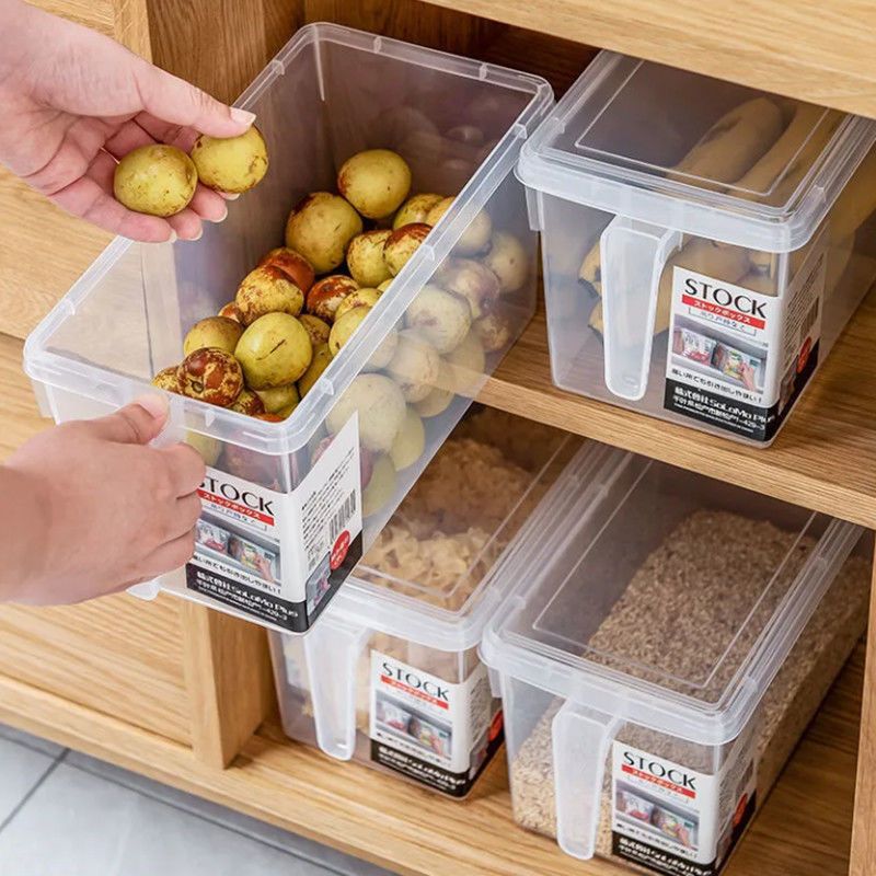 Large Refrigerator Storage Box Food Grade Multi-Functional Household Refrigerated Crisper Transparent Food Storage Box with Handle