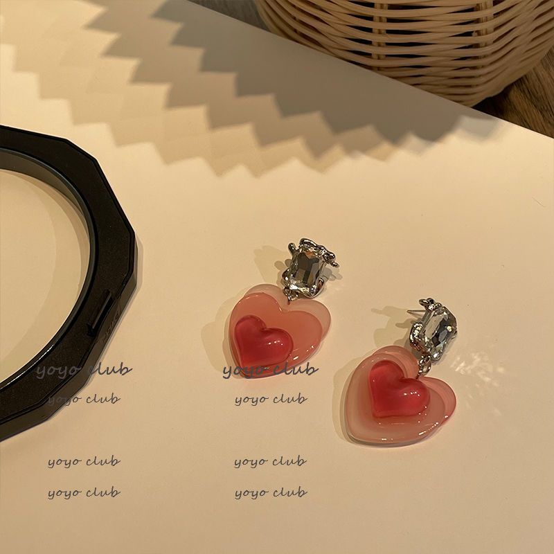 Yoyoclub Red Yellow Blue Ear Ring Korean Niche Retro Exquisite Sense Cute Spring and Summer Earrings Jewelry New