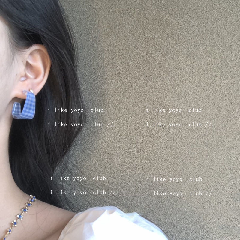 Yoyoclub Red Yellow Blue Ear Ring Korean Niche Retro Exquisite Sense Cute Spring and Summer Earrings Jewelry New