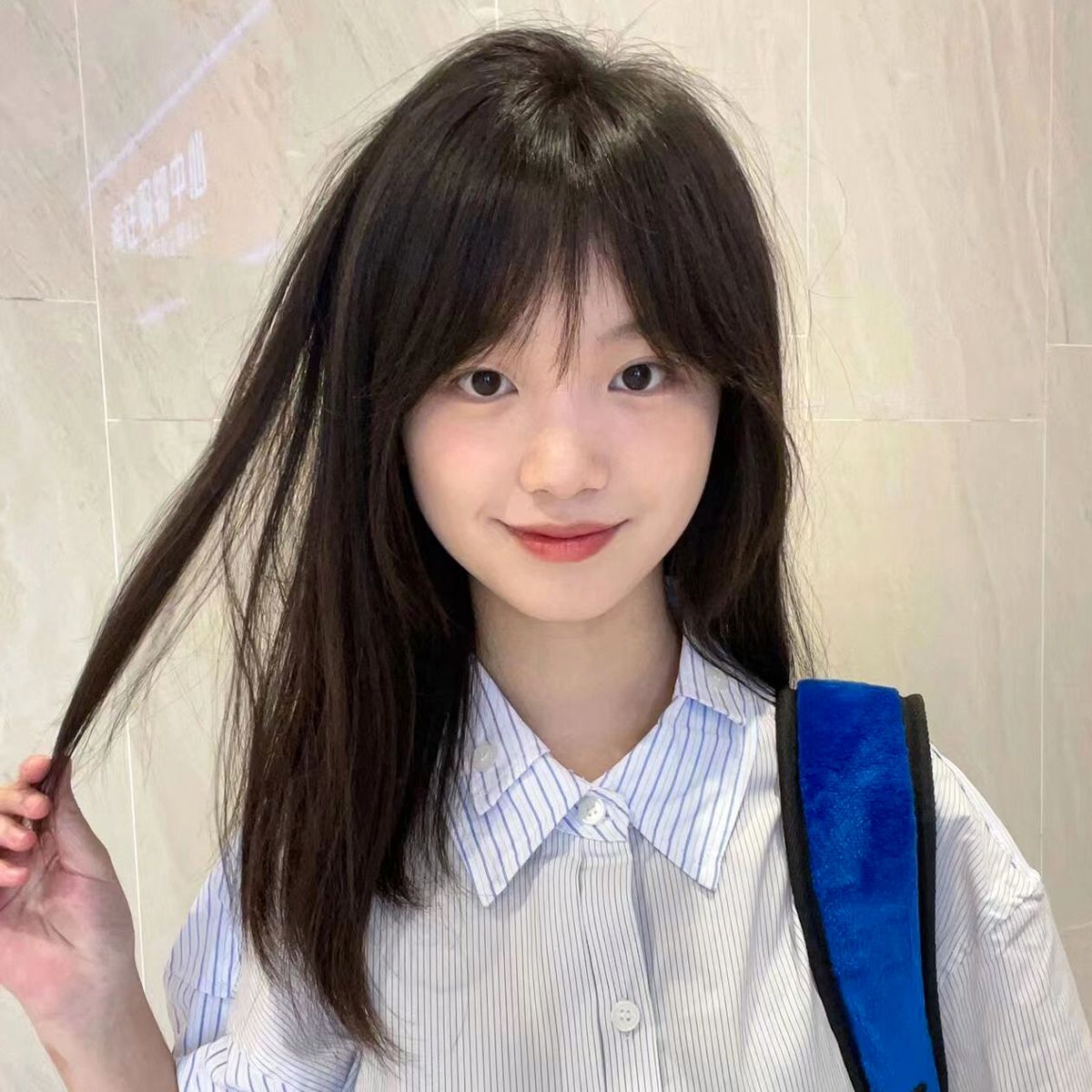 fake hair women‘s mid-length straight hair black japanese girl‘s shoulder-length hair natural air bangs jk collarbone hair cover