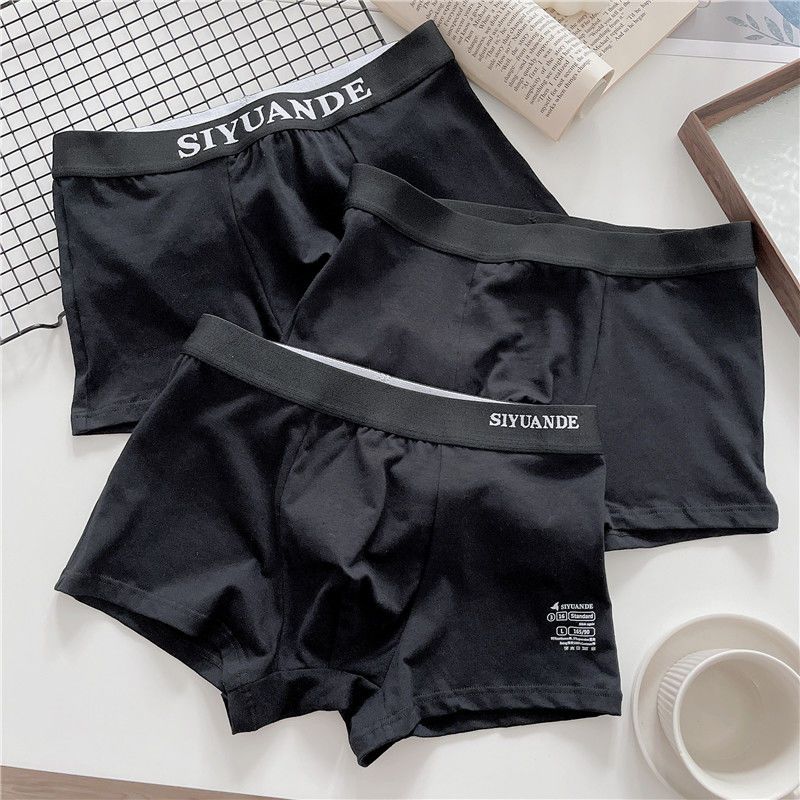 3 pieces purified cotton men‘s underwear solid color large size student junior and middle school students underwear men‘s boxer breathable shorts men‘s sexy