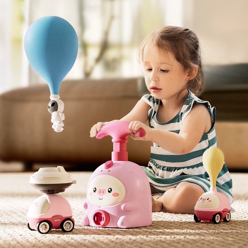 Piggy Air-Powered Car Transmitter Flying Balloon Car TikTok Same Style Internet-Famous Toys Inflatable Boys and Girls 3 Years Old