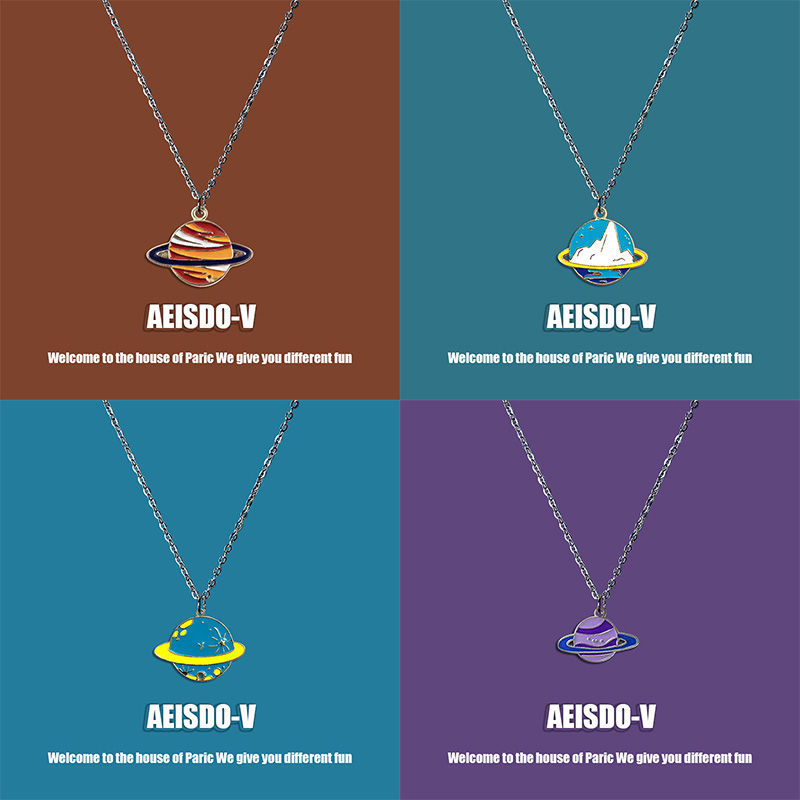 niche saturn necklace korean simple planet series ins trend personality punk accessories hip hop galaxy pendant