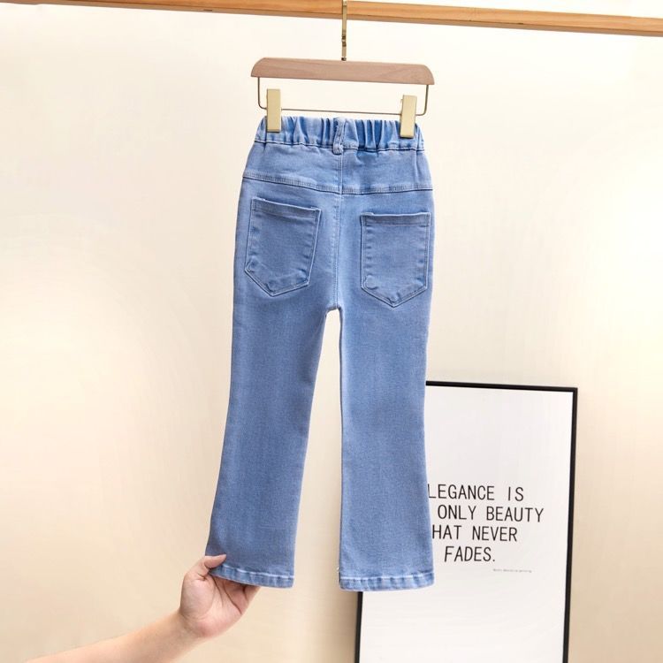 2023 Spring and Autumn New Girls' Jeans Medium and rge Children's Clothing Girls' Casual Baby Loose Western Style Children's Long Pants