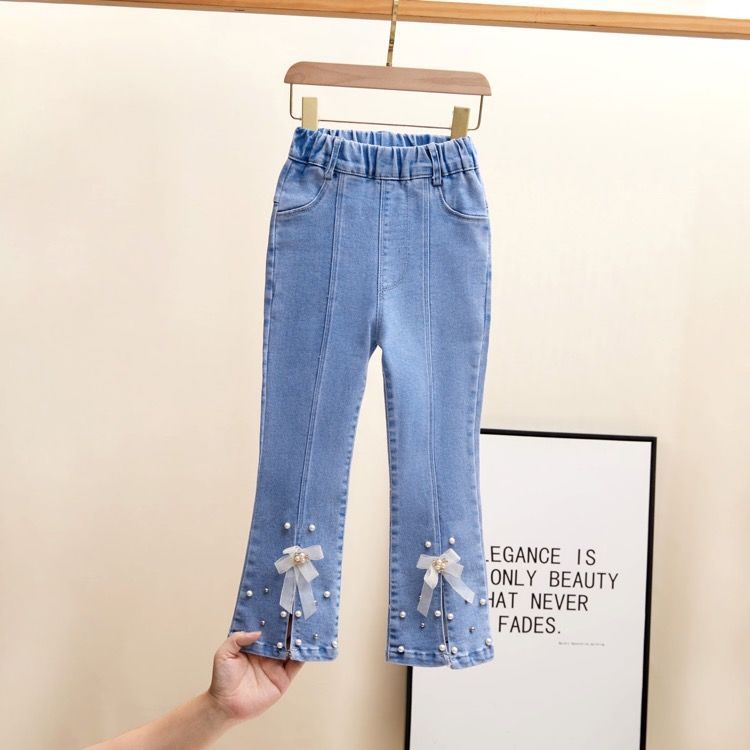 2023 Spring and Autumn New Girls' Jeans Medium and rge Children's Clothing Girls' Casual Baby Loose Western Style Children's Long Pants