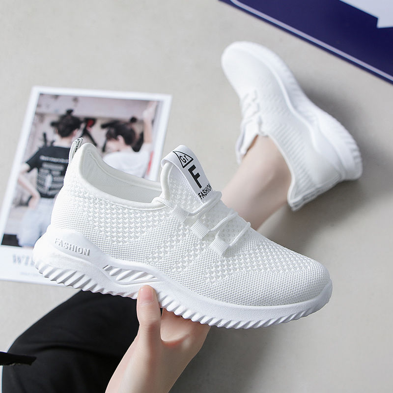 2022 new fly woven mesh women‘s shoes casual running sports white shoes korean style trendy breathable mesh shoes