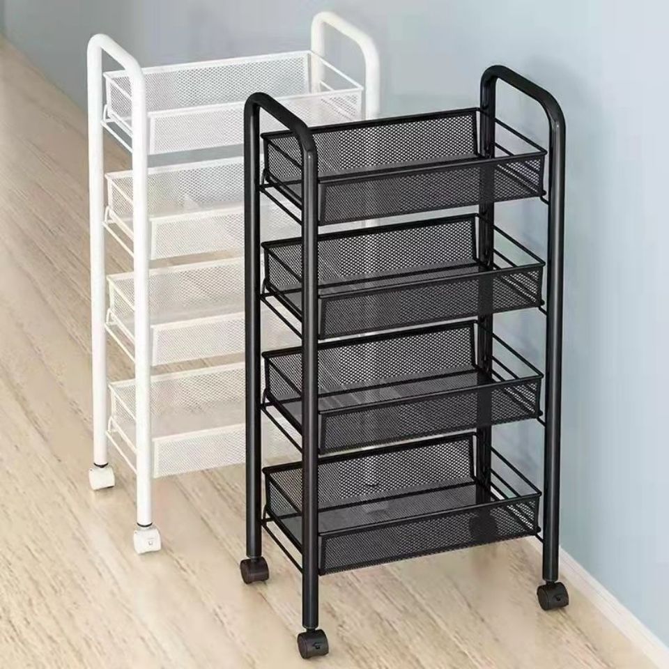 kitchen shelf floor multi-tier movable household trolley vegetable basket storage article storage shelf all products