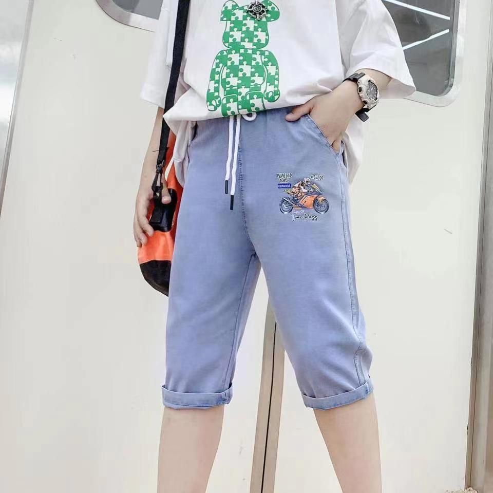 Boys' Denim Cropped Pants Summer Thin Girls' New Medium and rge Children's Shorts Children's Casual Loose Fashion Middle Pants