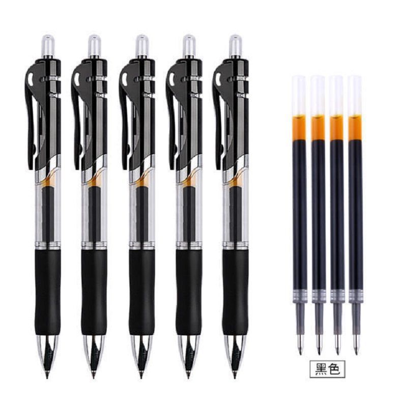 press gel pen 0.5mm refill ballpoint pen signature pen conference pen black red blue student learning office supplies