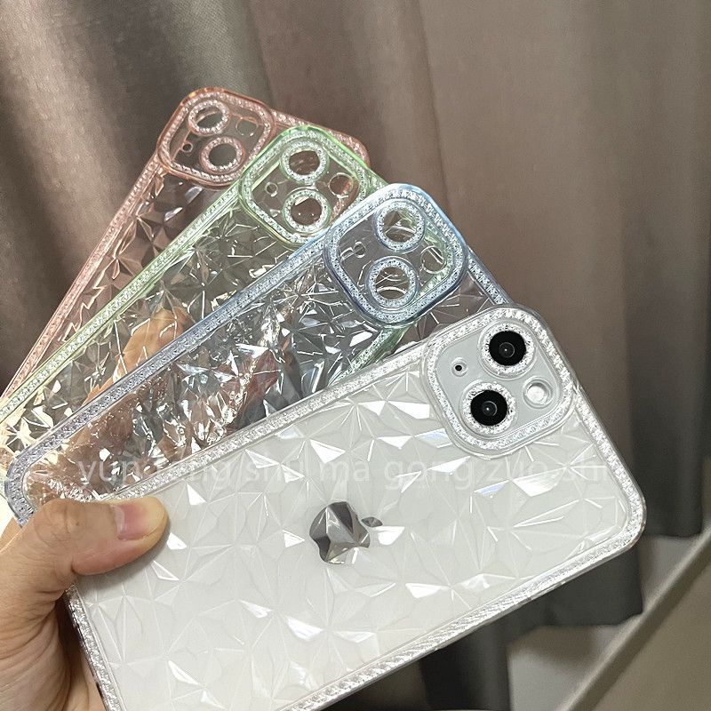 elegant bright crystal apple 13 phone case iphone11/12promax diamond pattern 14/15 drop-resistant x/xr all-inclusive