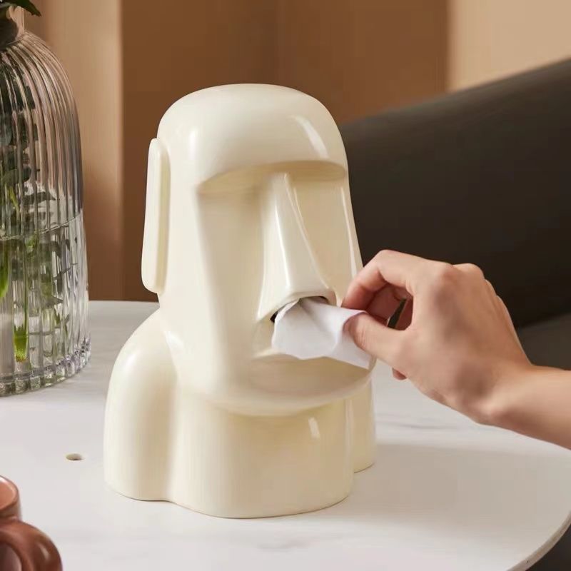 moai stone tissue box paper extraction box ins style living room creative personalized artwork decoration hallway bedroom decoration