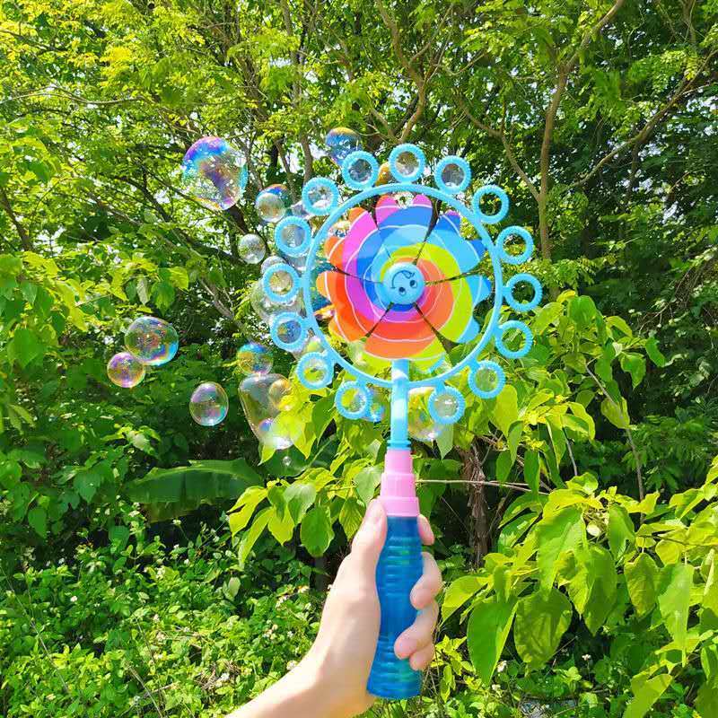 Douyin Online Influencer Popular Bubble Windmill with Holes Bubble Wand Children's Handheld Men's and Women's Bubble Wand Bubble Machine Girl's Heart