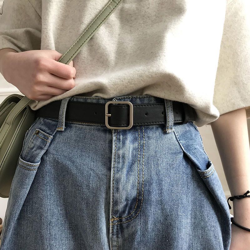 new korean fashion all-matching belt chic student casual retro simple square buckle belt pant belt unisex