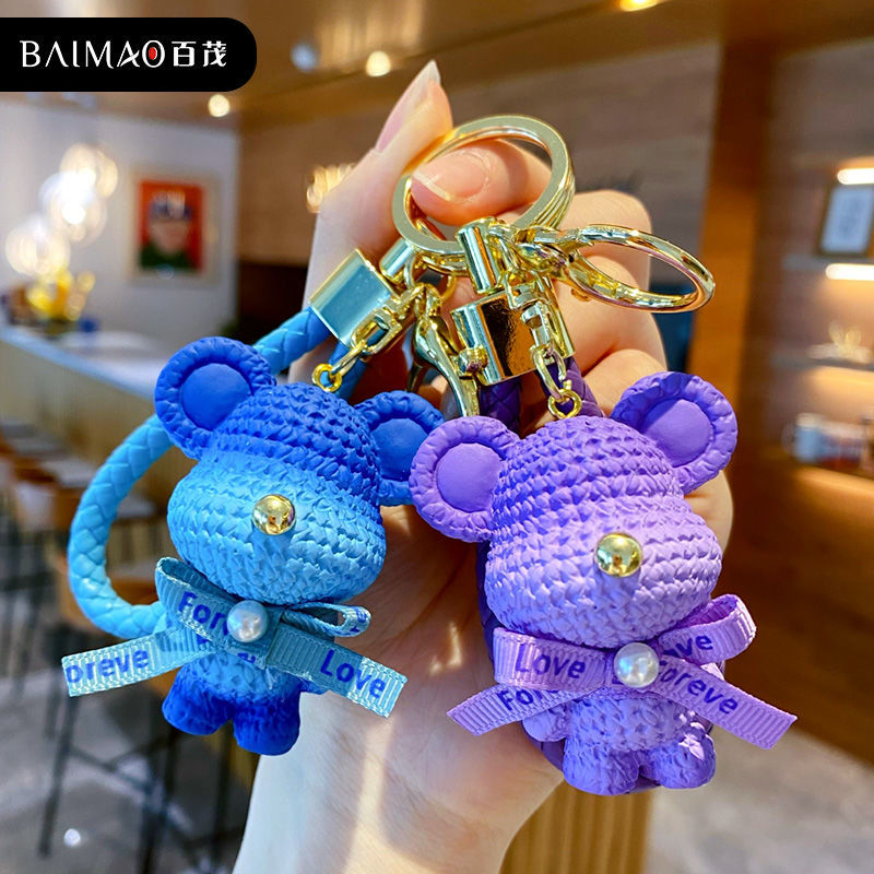 baimao internet celebrity resin gradient big head bear car key ring popular tiktok limited fashion high-end backpack pendant