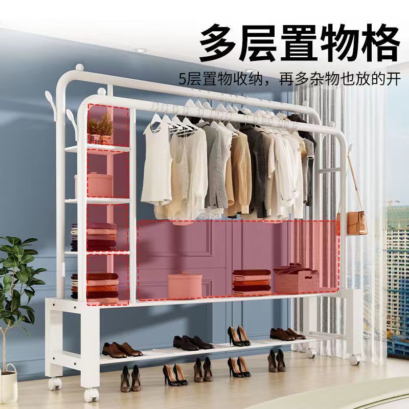splicing balcony simple wardrobe rental house iron wardrobe student dormitory clothing cabinet floor single and double poles clothes hanger