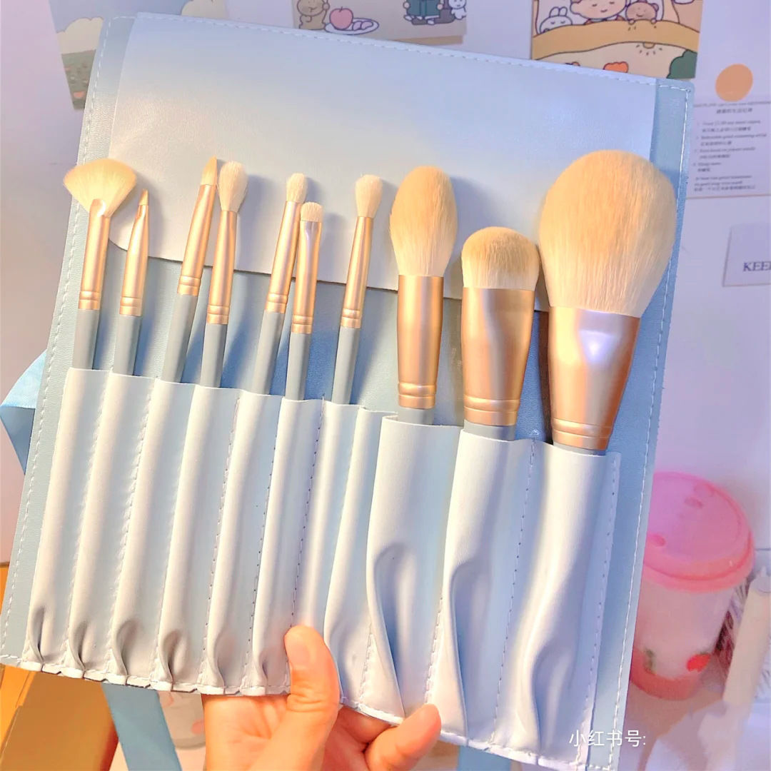 li jiaqi recommended beginner pattern blue bridge makeup brush set soft fur eye shadow brush full set super soft one set brush