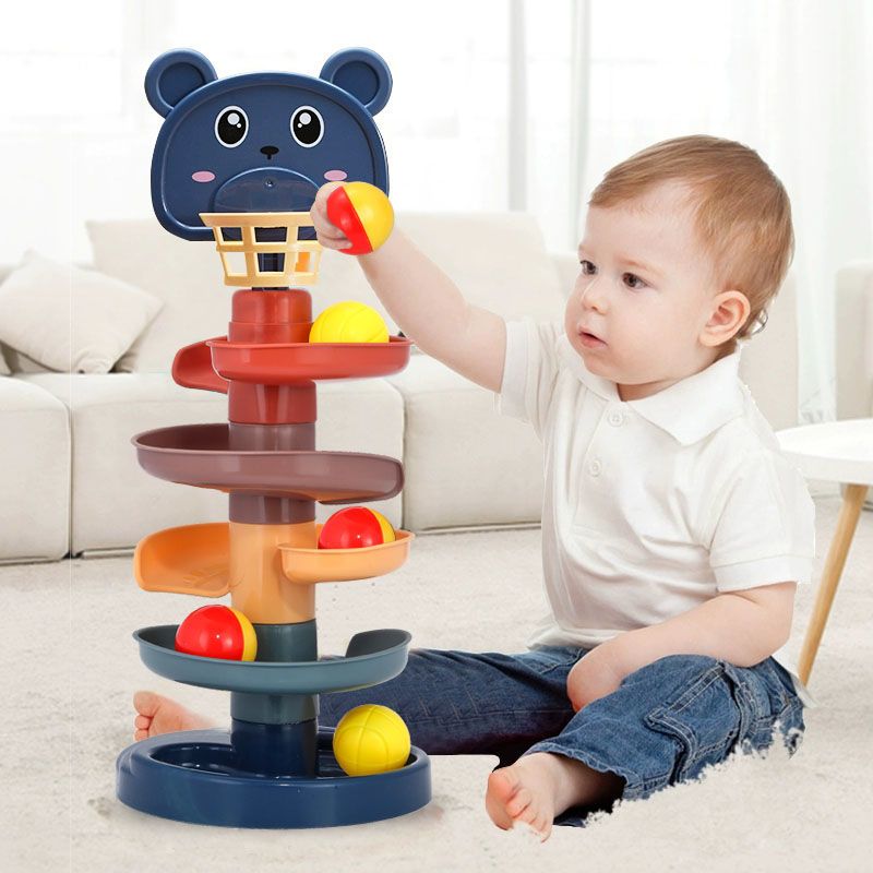 Baby Educational Shooting Track Rotary Table 0-3 Years Old Baby Fun Early Education Rolling Ball Sliding Ball Tower Baby Toys