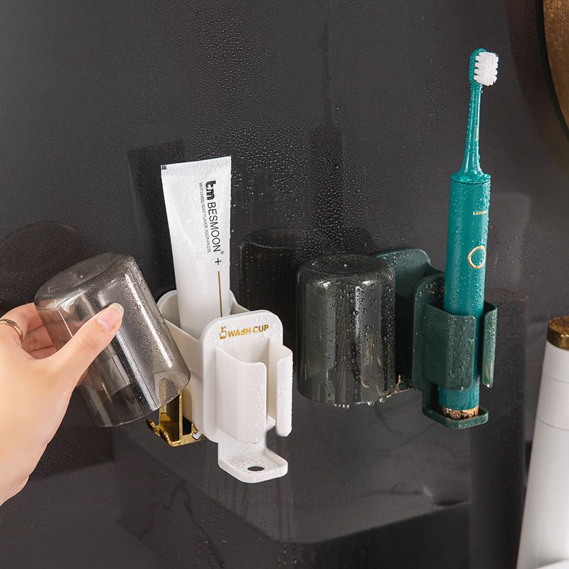 Toothbrush Rack Punch-Free Gargle Cup Teeth Brushing Cup Cup Sub-Bathroom Wall-Mounted Toothbrush Cup Cup High-End Suit