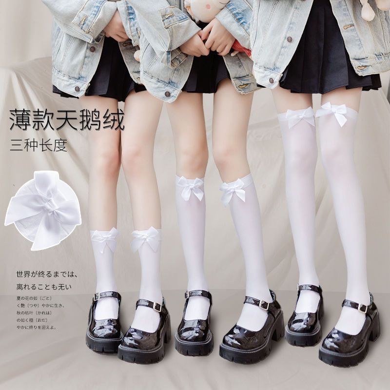 jk calf socks summer thin japanese cute socks women‘s tube socks stockings bow white knee socks half