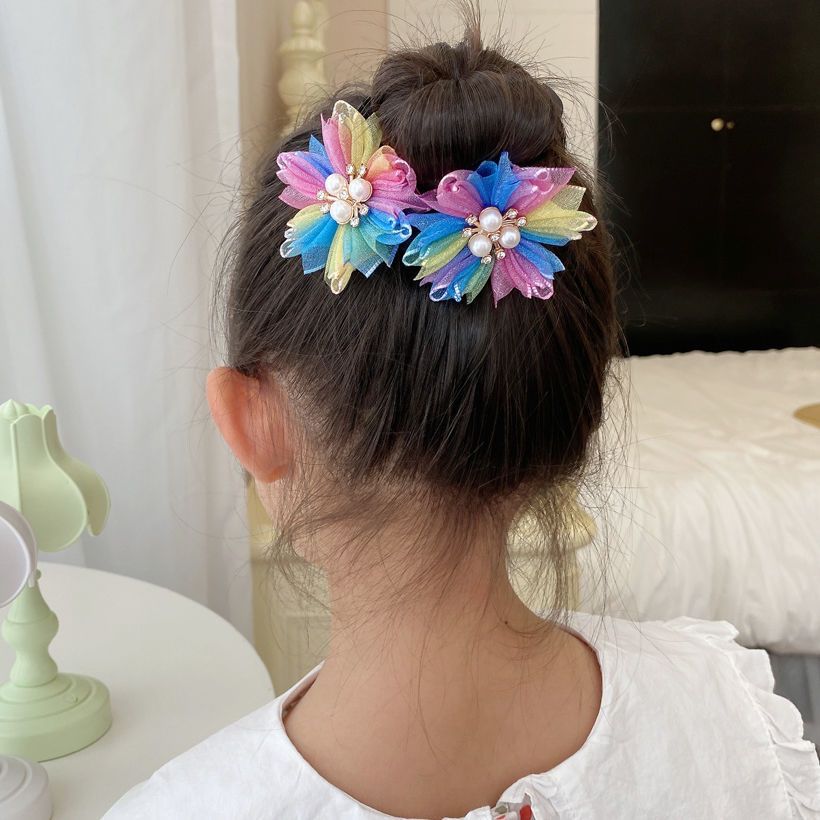 Coiled Hair Artifact New Bud Princess Flower Disk Children's Rod Flower Device Girl Bun Hair Band Headdress Flower