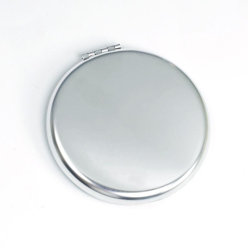 Stainless Steel Cosmetic Mirror Folding Portable Non-Broken Mirror Female Hand-Held Shatterproof Simple Glossy Student Solid Color Small Mirror