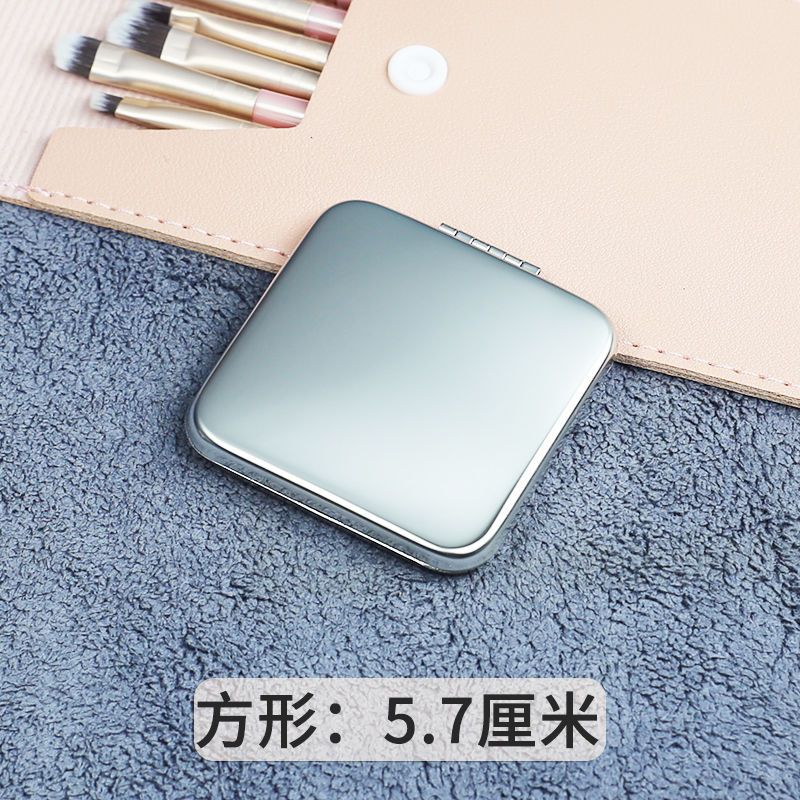 Stainless Steel Cosmetic Mirror Folding Portable Non-Broken Mirror Female Hand-Held Shatterproof Simple Glossy Student Solid Color Small Mirror