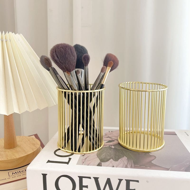 ins nordic makeup brush holder dormitory golden pen holder desktop eyebrow pencil eyeliner makeup tools wrought iron storage box