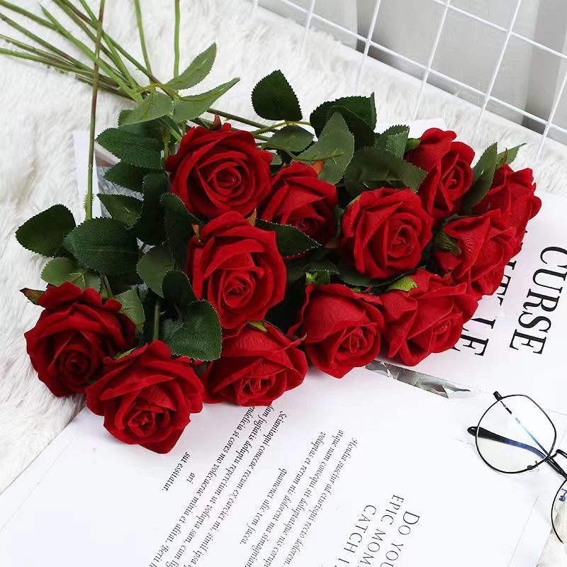 artificial rose valentine‘s day bouquet single artificial flower living room table decoration home flower arrangement dried flowers furnishings & decoration