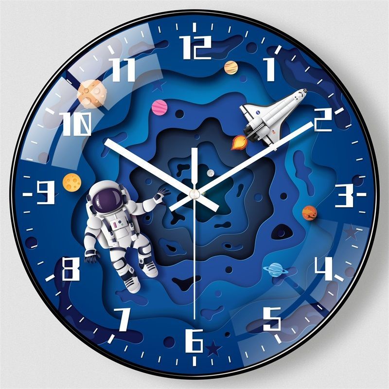 children‘s room noiseless hanging clock living room bedroom elementary school student mute clock cartoon circle and creative clock quartz clock