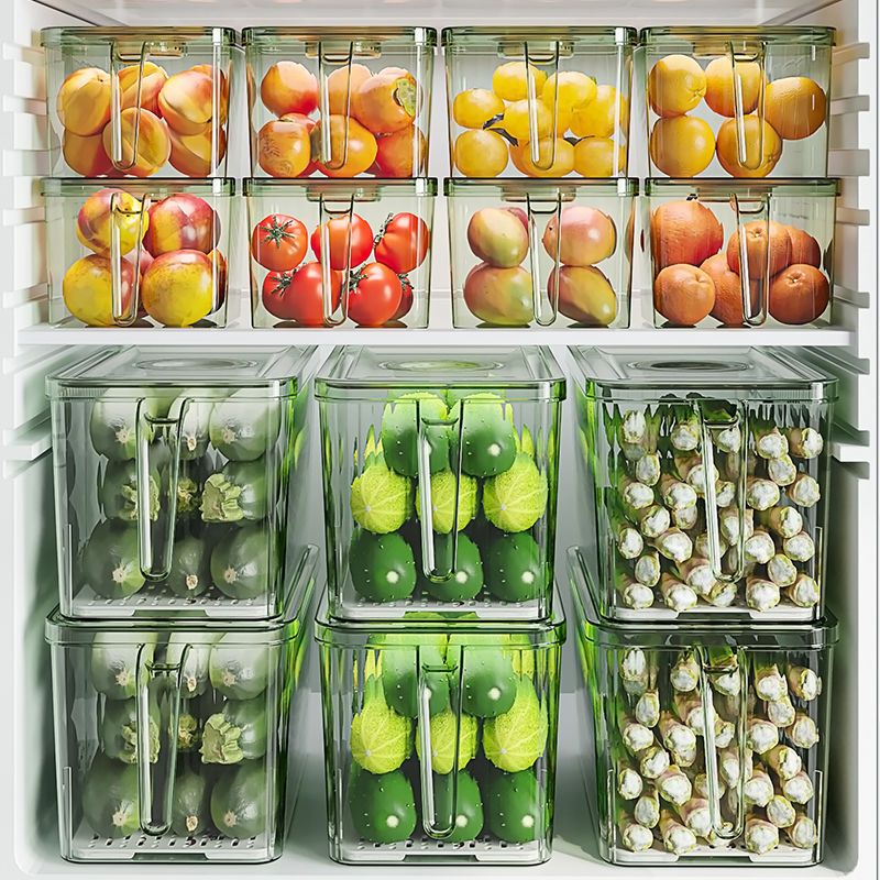 Yibei Refrigerator Storage Box Food Grade Transparent Kitchen Finishing Food Vegetable Crisper Refrigerator Fruit Storage Box