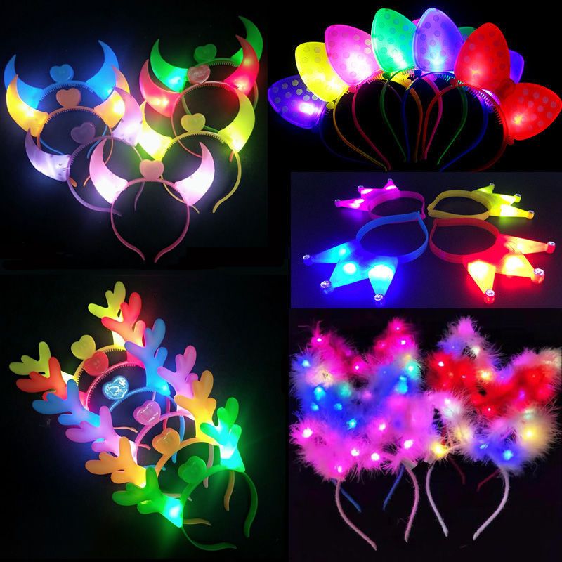 customized glowing headdress horn fluorescent headband luminous toy halloween concert headdress night market stall toy