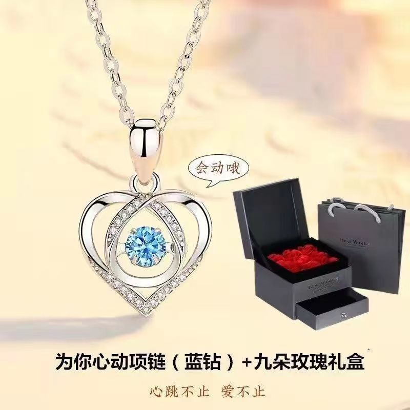 tiktok same style beating heart necklace female light luxury minority design 2022 new 520 valentine‘s day girlfriend gift