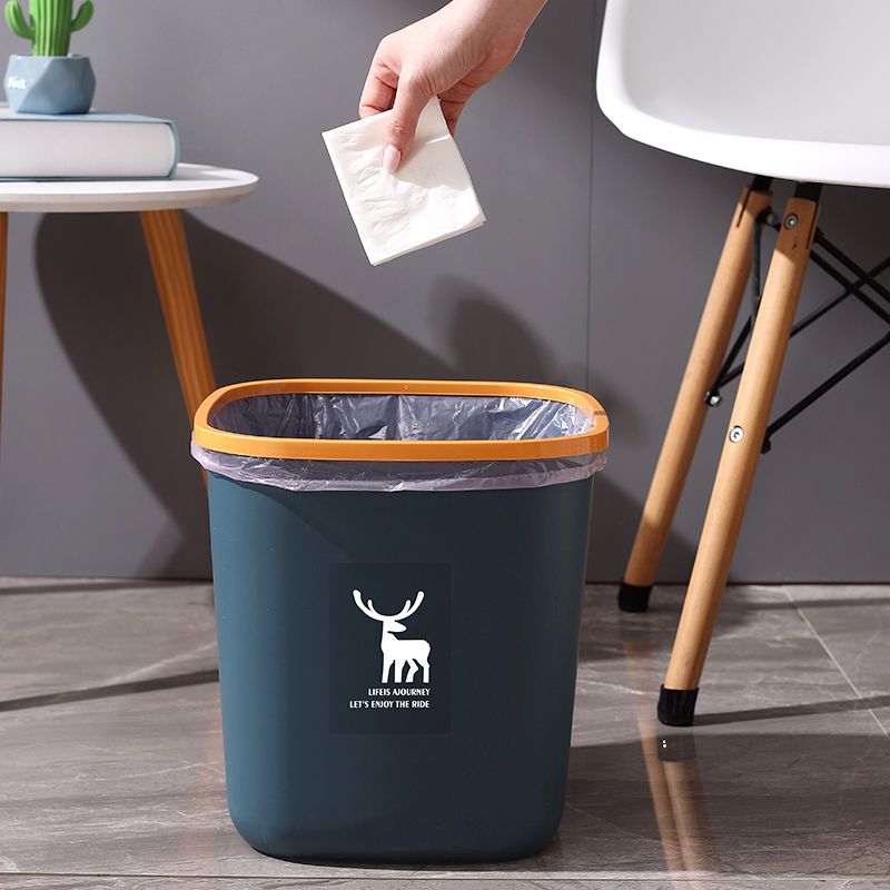 Living Room Square Trash Can Non-Lid Household Kitchen Dormitory Bathroom Light Luxury Trash Can Large Size Office Wastebasket