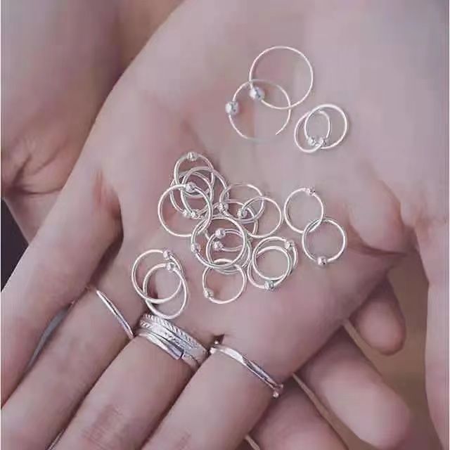 s925 sterling silver anti-allergy small earrings ear ring simple mini circle ear cuff korean style temperament wild ear-caring